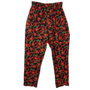 NWOT HAPPY CHEF Pants Men M Graphic Red Pepper-Print Pockets Pull-On Drawstring